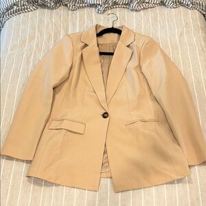 Women's Single-Button Tan Blazer Jacket